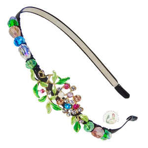 colorful rhinestones and sparkly Austrian crystal beads embellished flexible headband, Spring Blooms Headband