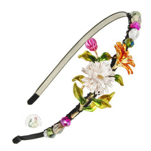 Load image into Gallery viewer, colorful spring flowers embellished no-pinch headband, decorated with sparkly Austrian crystal beads, Spring Flowers Headband
