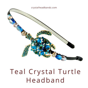 Teal Crystal Turtle Headband
