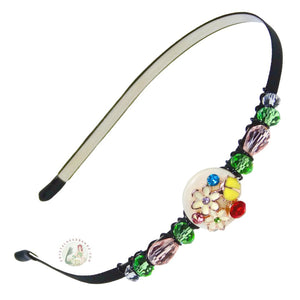 dainty wildflowers embellished no-pinch headband, accented with Czech crystal beads, Wildflowers Headband