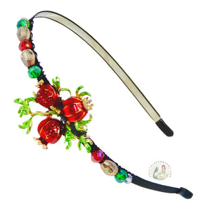 enameled winter berries embellished no-pinch headband, accented with sparkly Austrian crystal beads,Winter Berries Headband