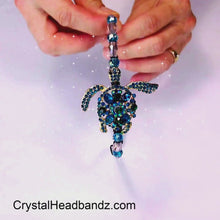Load and play video in Gallery viewer, Teal Crystal Turtle Headband
