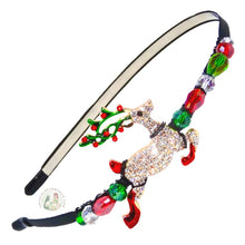 Load image into Gallery viewer, Christmas reindeer embellished flexible headband, accented with sparkly crystal beads, Christmas Dasher Headband
