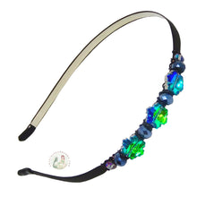 Load image into Gallery viewer, flexible headband embellished with sparkly aurora borealis colored Austrian crystal beads, Aurora Borealis Crystal Headband
