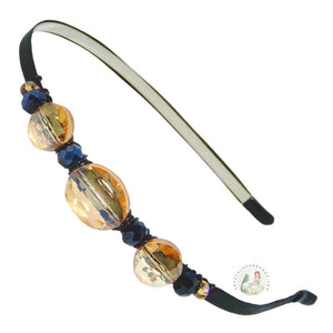 comfortable headband embellished with sparkly, amber and black Austrian crystal beads, Big Crystal Beads Headband