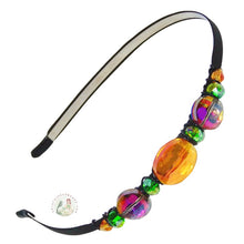 Load image into Gallery viewer, flexible headband embellished with sparkly gold, purple and emerald colored crystal beads, Big Crystal Beads Headband
