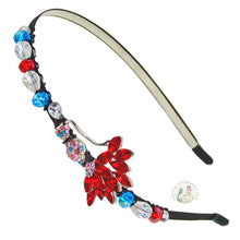 Load image into Gallery viewer, adjustable headband embellished with a big red-tailed mermaid with rhinestones, accented with sparkly Austrian crystal beads, Big Mermaid Headband
