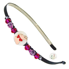 Load image into Gallery viewer, pink bunny embellished flexible headband side-accented with Czech crystal beads, Cute Bunny Headband
