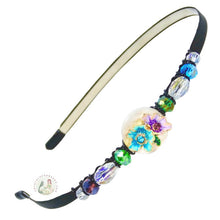 Load image into Gallery viewer, colorful crystal flowers embellished no-pinch headband, accented with Austrian crystal beads, Colorful Crystal Flowers Headband
