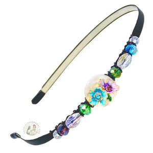 colorful crystal flowers embellished no-pinch headband, accented with Austrian crystal beads, Colorful Crystal Flowers Headband