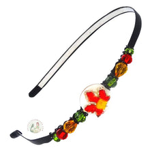 Load image into Gallery viewer, flexible fall headband embellished with an autumn maple leaf, accented with crystal beads, Maple Leaf Headband
