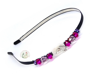 flexible headband embellished with flamingo centerpiece, accented with crystal beads, Flamingo Headband