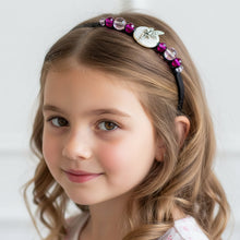 Load image into Gallery viewer, girl wearing a fairy, pixie, fae side-embellished headband, accented with Czech crystal beads
