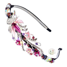 Load image into Gallery viewer, jeweled purple peacock embellished flexible headband, accented with Bohemian crystal beads, Jeweled Peacock Headband
