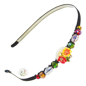 colorful crystal flowers embellished no-pinch headband, accented with Austrian crystal beads, Spring Bouquet Headband