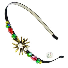 Load image into Gallery viewer, flexible headband embellished with a starburst centerpiece, faux pearls and colorful sparkly Austrian crystal beads, Starburst Headband
